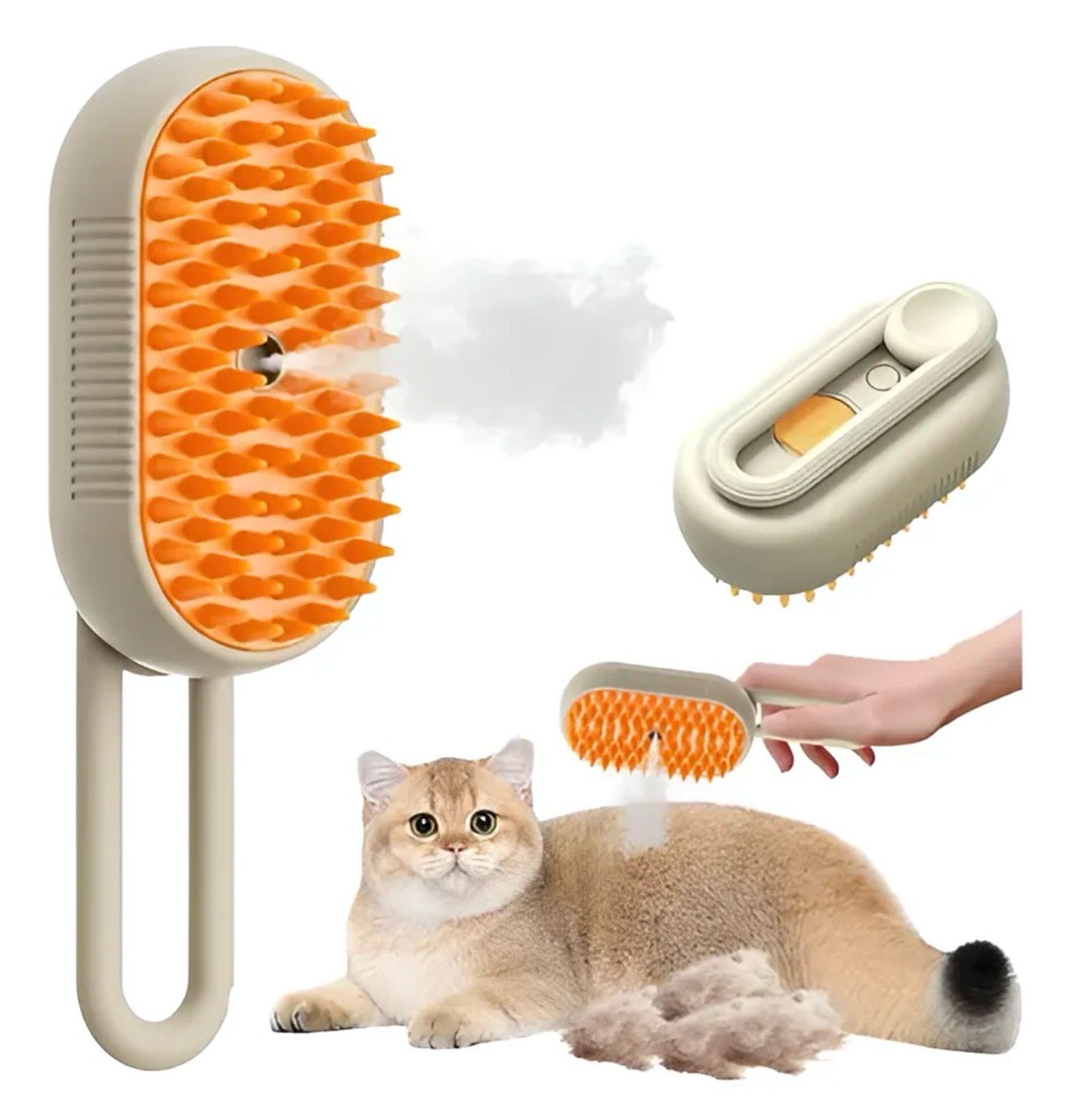 Kit Completo para Gatos - Cepillo de Vapor + Quitapelos Portátil + Pelota Interactiva de Regalo