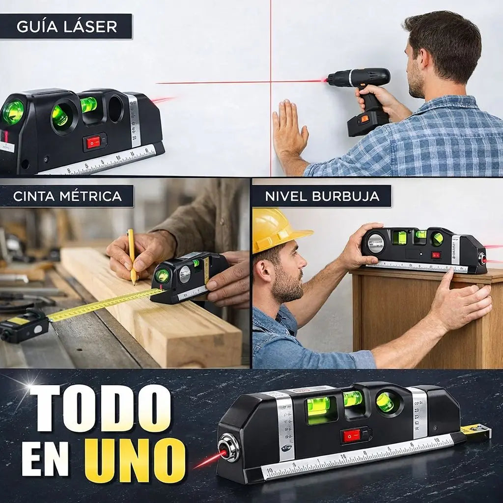 Nivel Láser 3 Líneas con Cinta Métrica