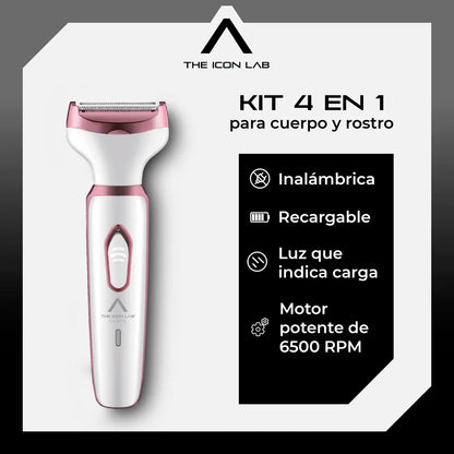 Depiladora Afeitadora Inalámbrica Corporal y Facial 4 en 1 USB