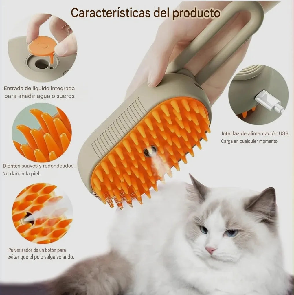 Kit Completo para Mascotas - Cepillo de Vapor + Quitapelos + Pelota Saltarina de Regalo