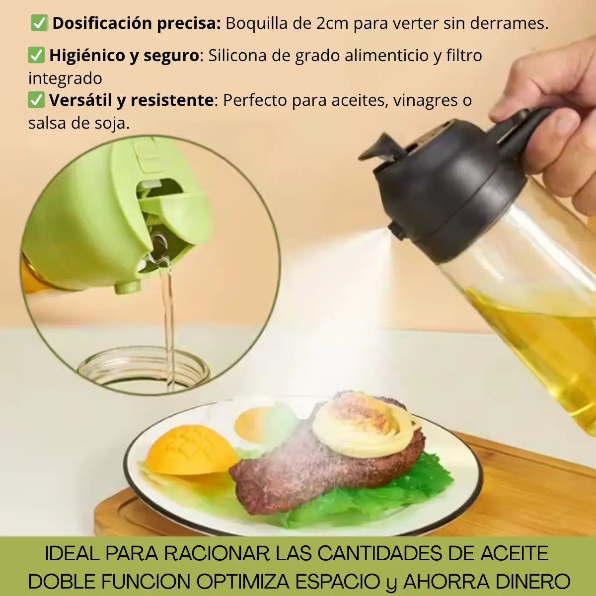 Rociador Dosificador de Aceite 2 en 1
