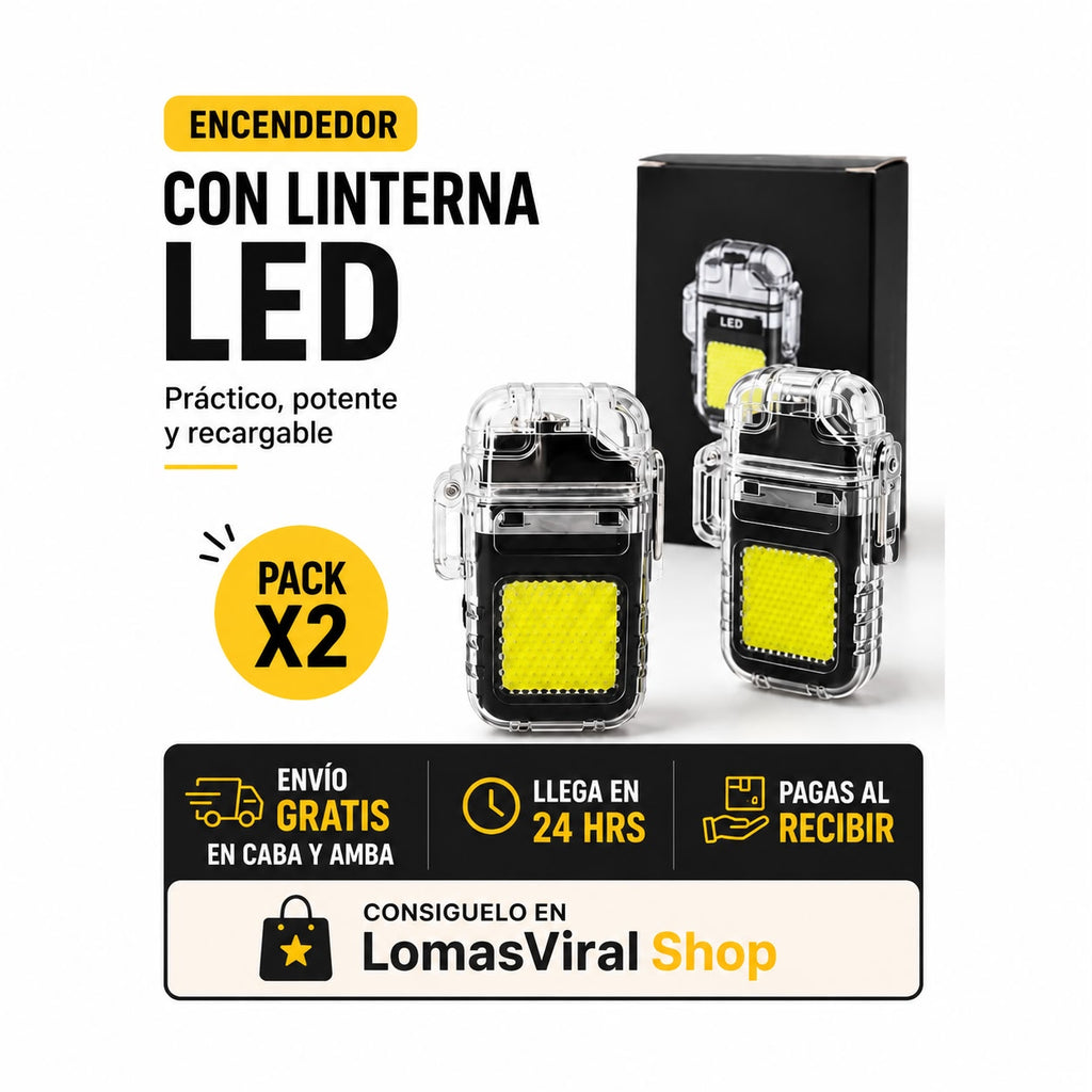 Pack x2 Encendedor con Linterna Led