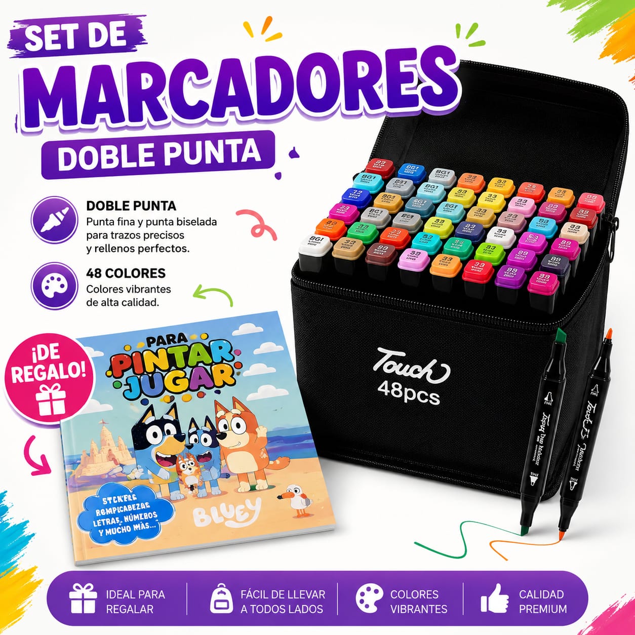 Set completo de marcadores Touch 48 colores