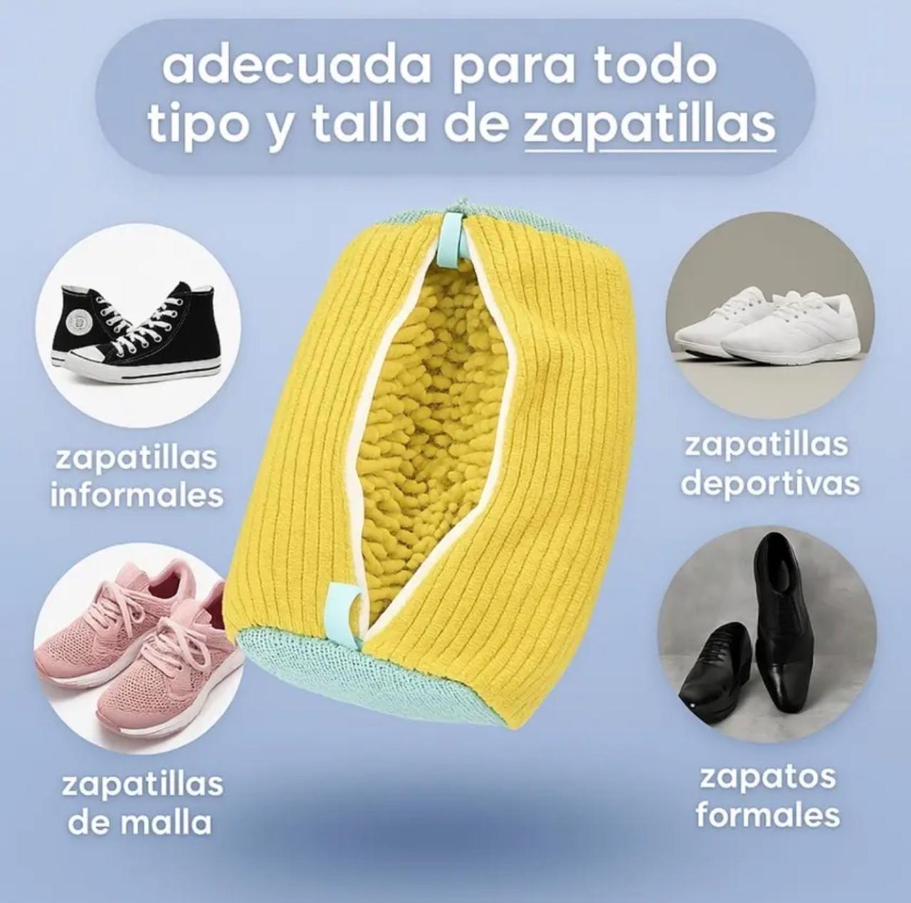 Bolsa protectora abierta con zapatilla adentro