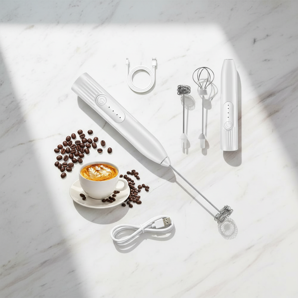 Batidor flat lay minimalista mármol